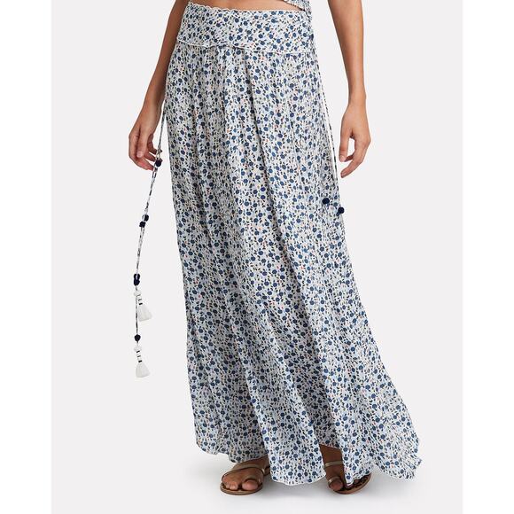 Poupette St. Barth Dresses & Skirts - Poupette St Barth Jena Paneled Maxi Skirt – Blue Floral – Size Small